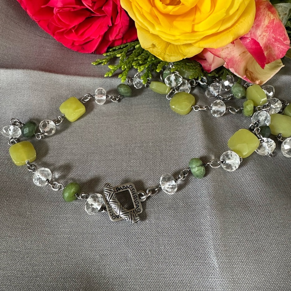Silpada sterling silver 925 & Green and Yellow jade Necklace N1247